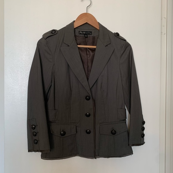 Beautiful greyish green military style blazer - Picture 2 of 5